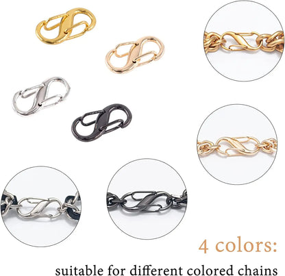 5/10Pcs Adjustable Metal Buckle S Type Chain Double Buckle Chain Link Clip For Lobster Clasp Bag Chain Length Keeper Accessories