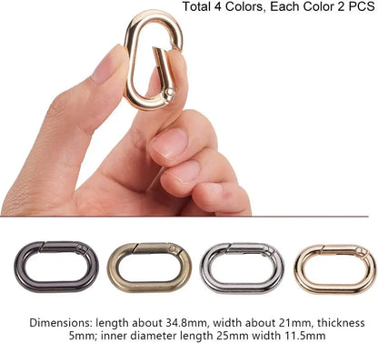 2Pcs Oval Spring O Ring Spring Keyring Buckle for Bags Handbag Connect Keychains Dog Chain Snap Clasp Clip Carabiner