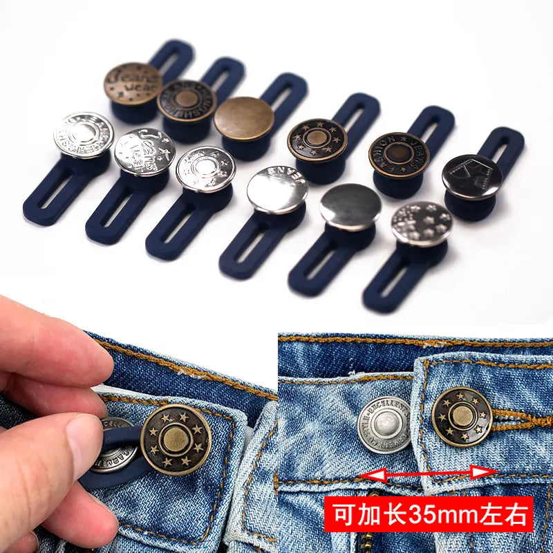 Detachable Adjustable Jean Snap Fastener Metal pin Pants Buttons for Clothing Perfect Fit Waist Buckles Sewing-free DIY 17mm