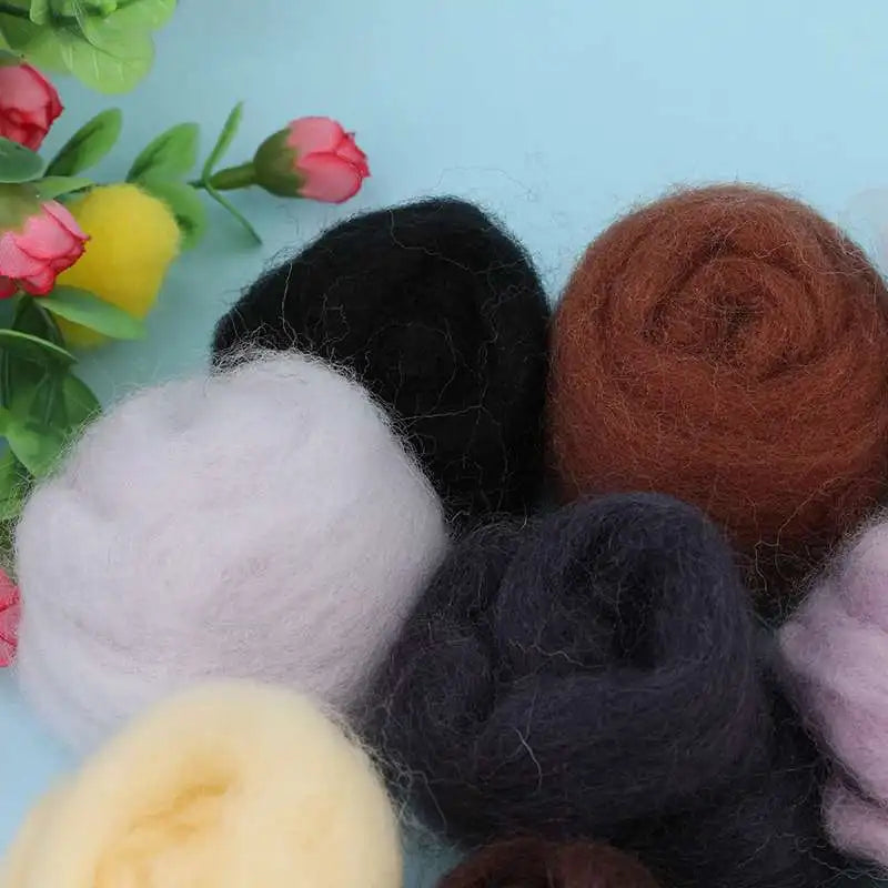 10 G DIY Wool Roving Needle Felting 8 Colors Wool Felting Fibre Handmade Material For Beginners Needle Felting Product Making