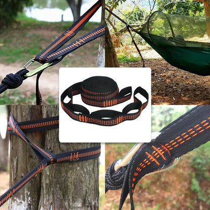 2/4Pcs Hammock Straps Special Reinforced Polyester Straps 5 Ring High Load-Bearing Barbed Black Outdoor Camping Hammock Straps