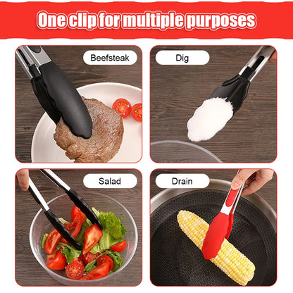 Silicone BBQ Grilling Tong Kitchen Cooking Cooking utensils Salad Bread Serving Clip Non-Stick Barbecue Clamp Kitchen Utensils