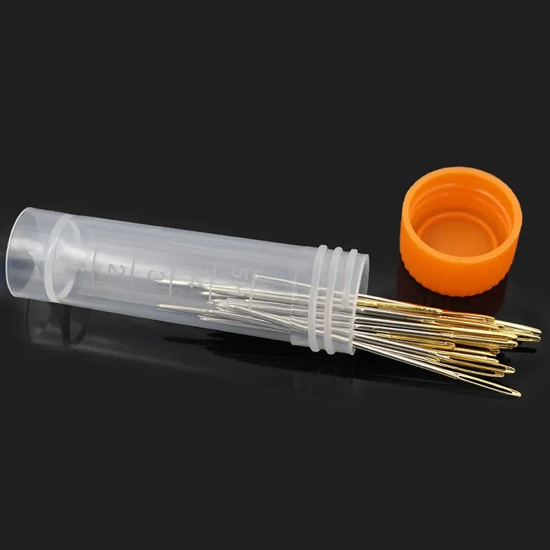 Leather Crafts Sewing Needle,Round Head Blunt Pint,Pointed Prism Sharp Tool for Embroidery Stitching Gold Tail Big Eye Needles