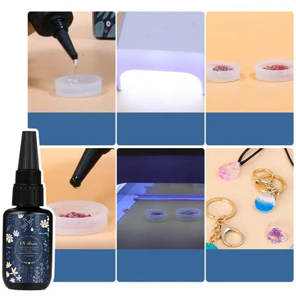 UV Resin Glue 25g/50g/100g/120g/200/250g Epoxy Resin and UV Lamp High Transparency Fast Drying and High Hardness for DIY Jewelry