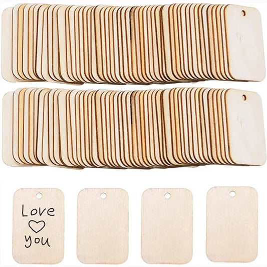 Unfinished Nature Wood Slice Gift Tags Blank Wooden Hanging Label With Rope for Wedding Birthday Party Decor DIY Bookmark Crafts