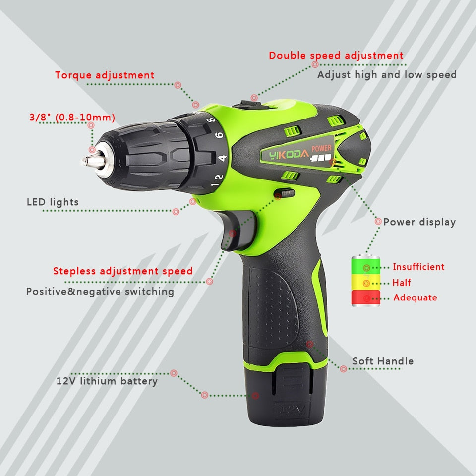 YIKODA Electric Screwdriver Cordless Drill