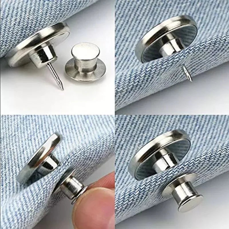 4/ 8pcs Adjustable Detachable Jeans Pin Buttons Nail Sewing-free