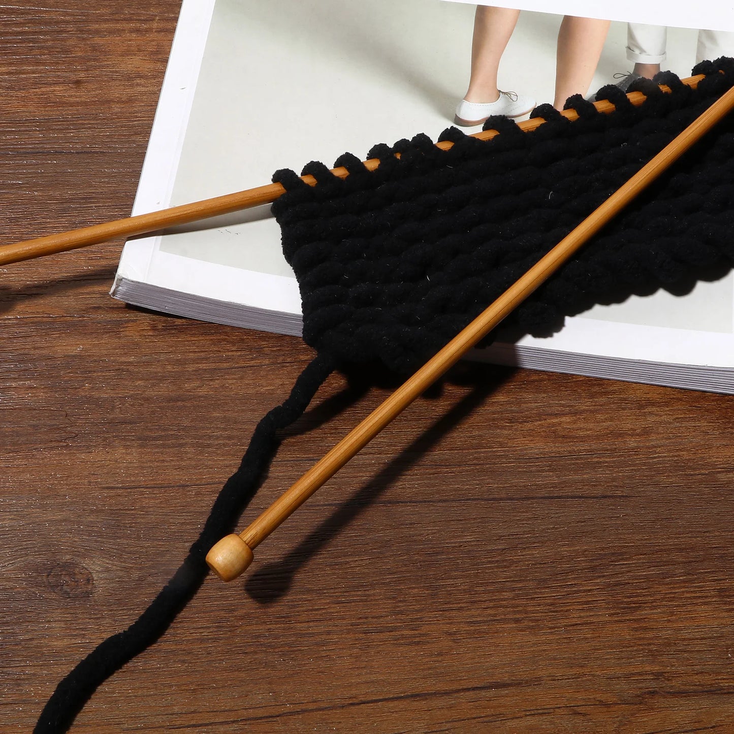 5PCs 2-10mm Bamboo Single Pointed Knitting Needles Brown for Sweater Socks Weave Knitting DIY Knit Sewing Tools 25-35cm long