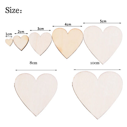 1Pack Unfinished Wood Slices Discs Wood Heart Love Blank Slices DIY Wooden Crafts For Christmas Painting Wedding Ornaments