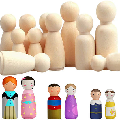 10/5/3/2Pcs Unfinished Wood Peg Dolls Bodies Men Woman Wood Family Dolls DIY Art Craft Home Nursery Painting Decor 35/43/55/65MM