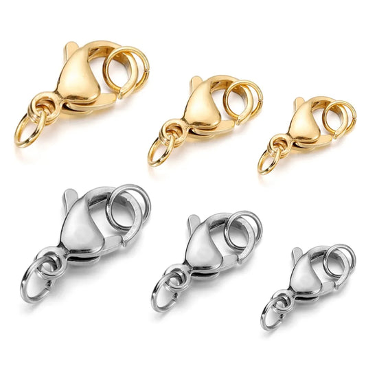 10-30Pcs Stainless Steel Lobster Clasp with Jump Rings Jewelry Findings