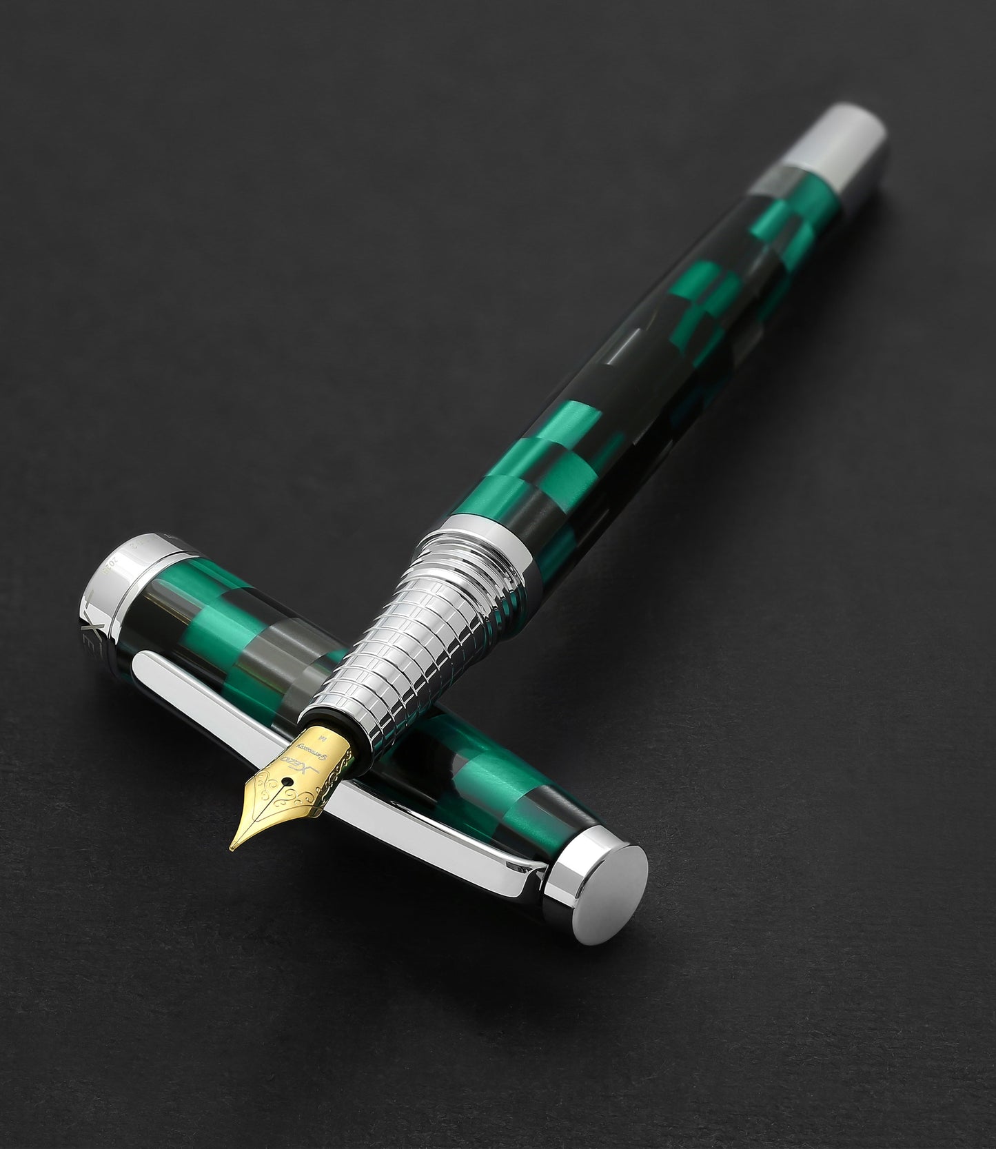 Urbanite II Acrylic & Brass Fountain Pen (Medium Nib) - Ocean Teal