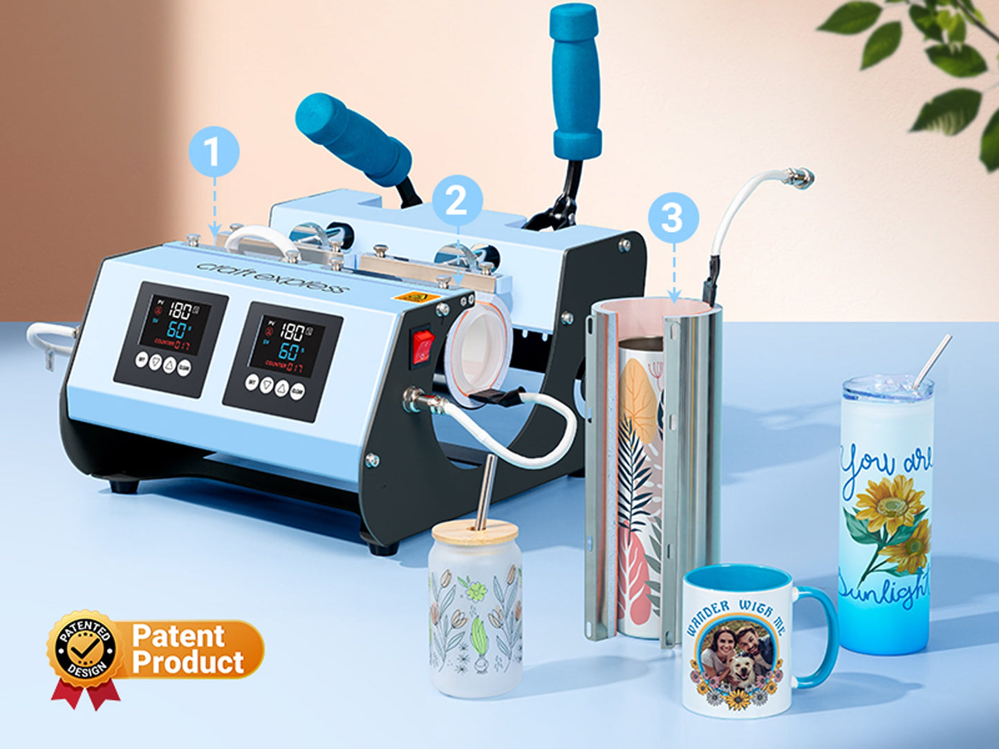 Craft Express 3-in-1 Blue two Station Mug Press Press