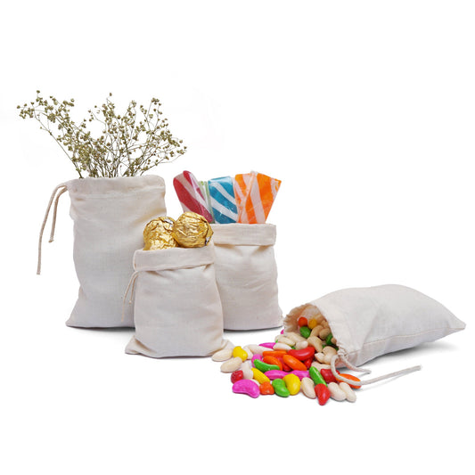 5x7 Inches Reusable Eco-Friendly Cotton Single Drawstring Bags Natural Color