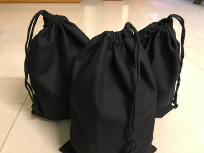 5x7 Inches Reusable Eco-Friendly Cotton Single Drawstring Bags Black Color